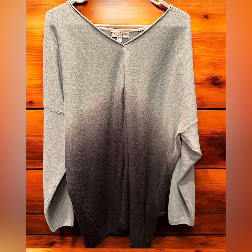 REBECCA MALONE Elegant Gray Ombre Women's Top sweater 2XL